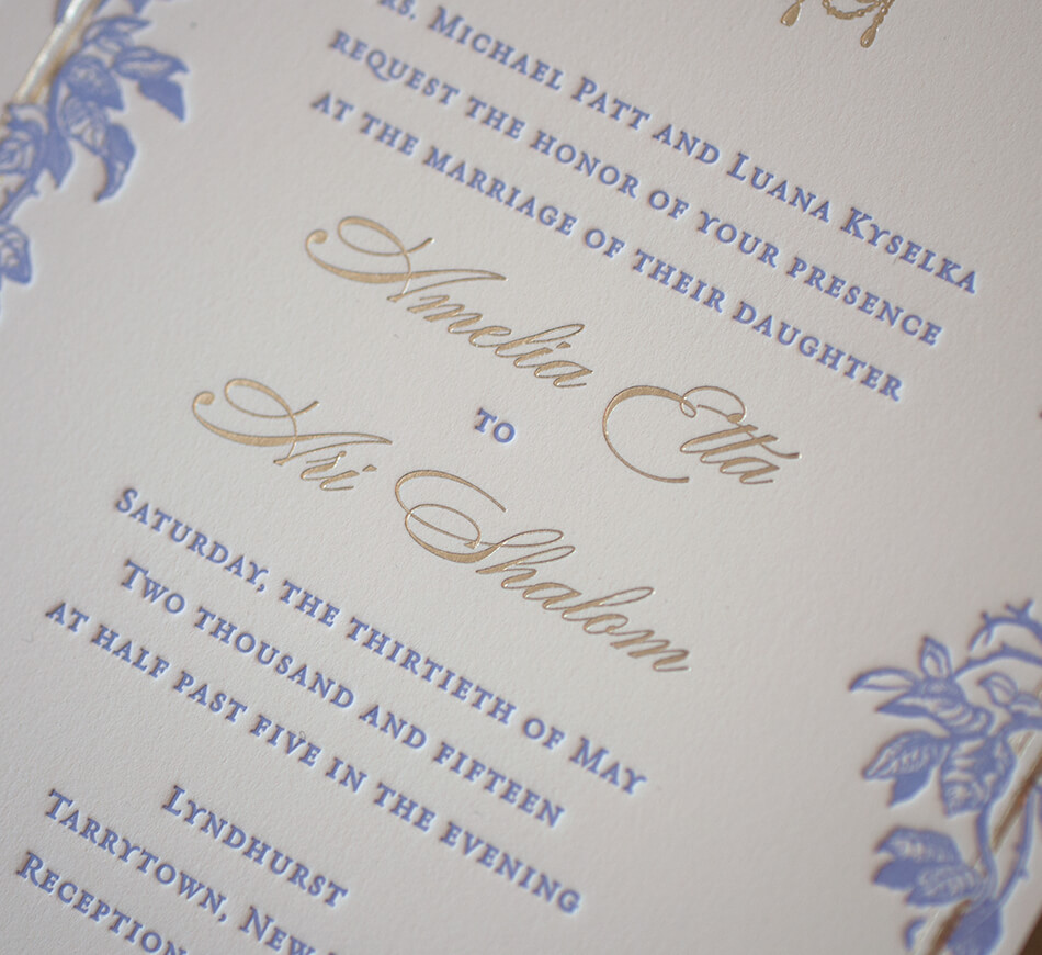 Gold foil lettering