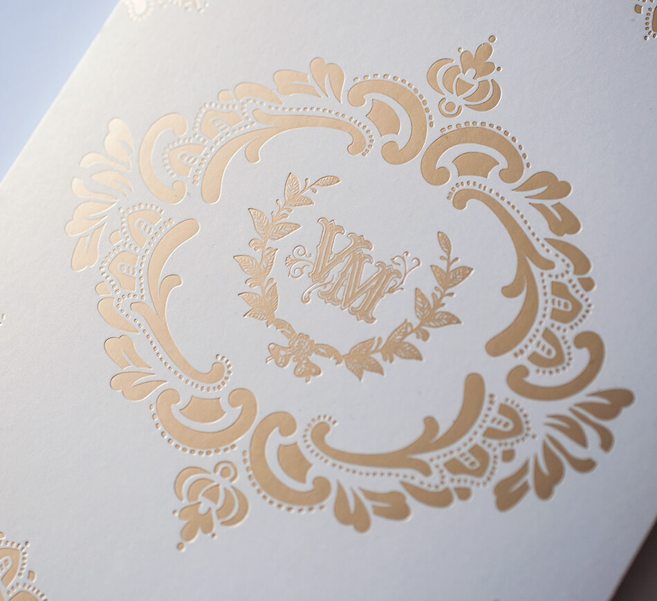 Gold on shimmer invitation backer