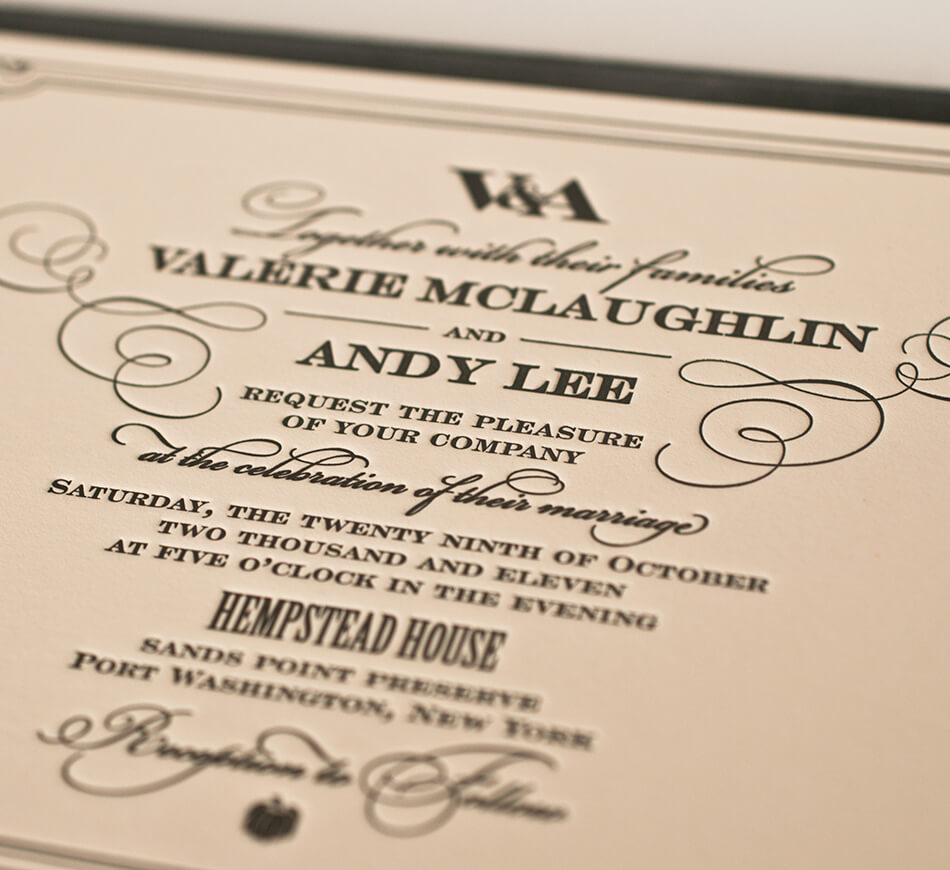 Halloween letterpress wedding invitation