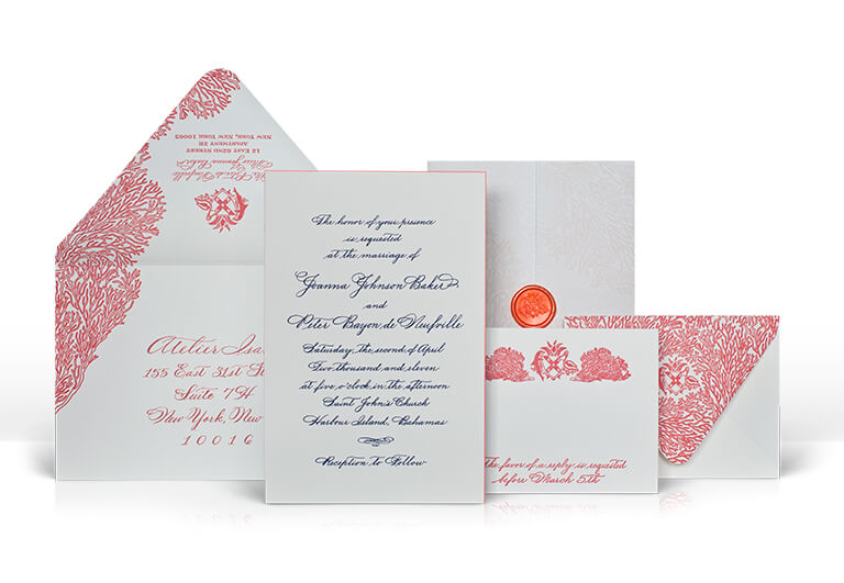 Engraved Bahamas destination wedding invitation
