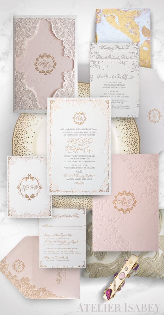 Lace Laser Cut Wedding Invitation