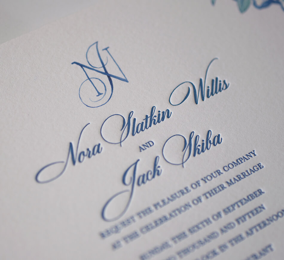 Letterpress invitation typography
