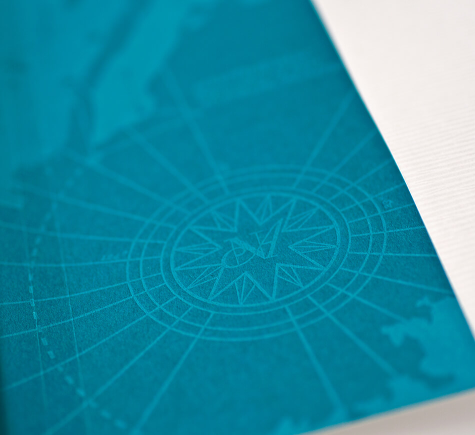 Letterpress compass with monogram