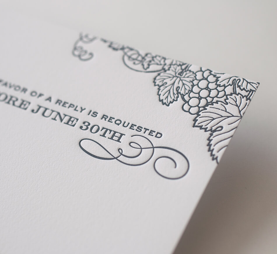 Letterpress grapevine motif