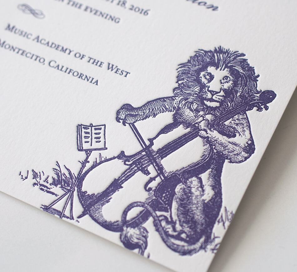 Illustration of lion playing violin