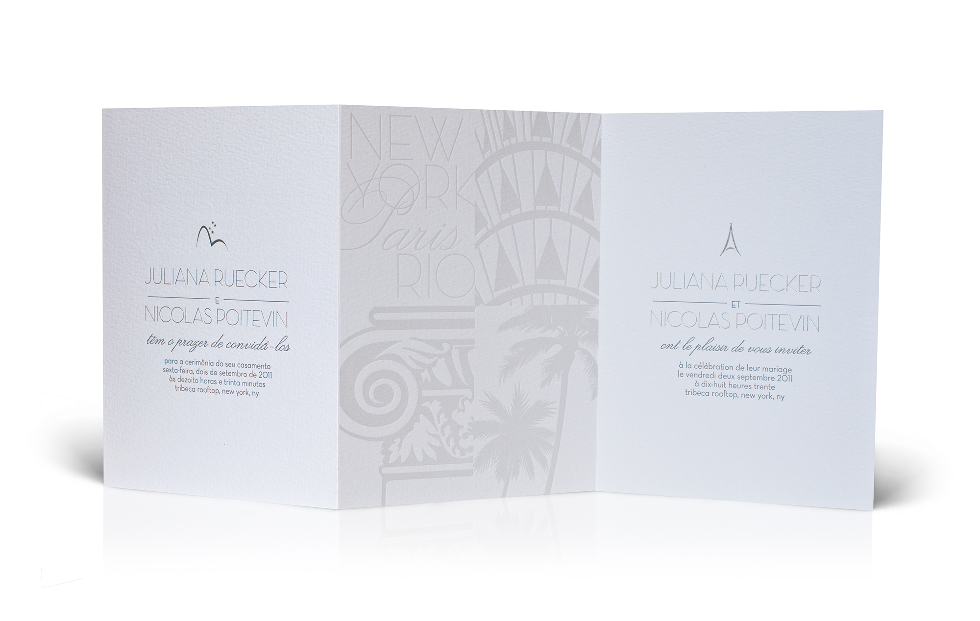 Modern letterpress wedding invitation