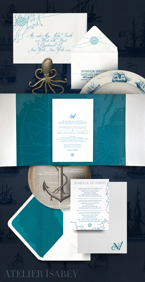 New York nautical wedding invitations