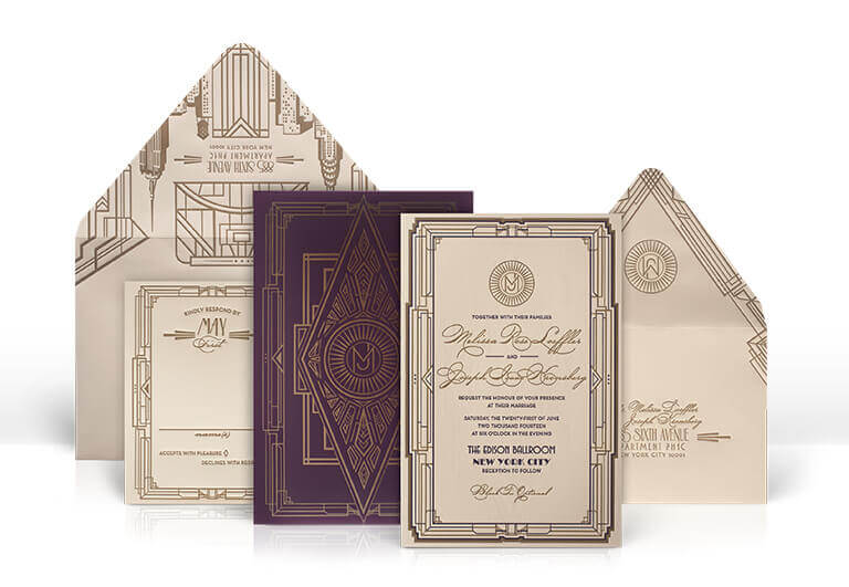New York Art Deco wedding invitation