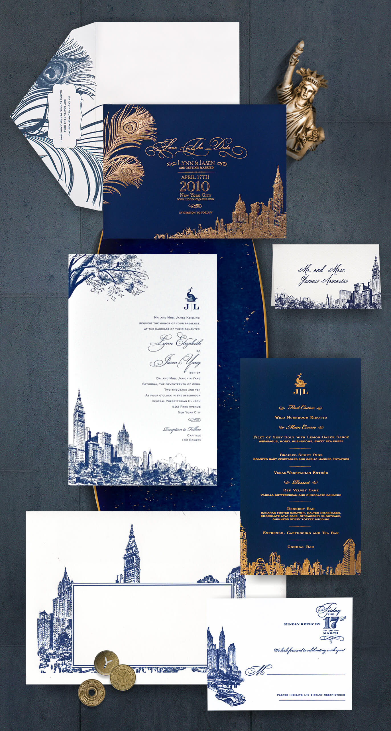 New York skyline wedding invitation suite