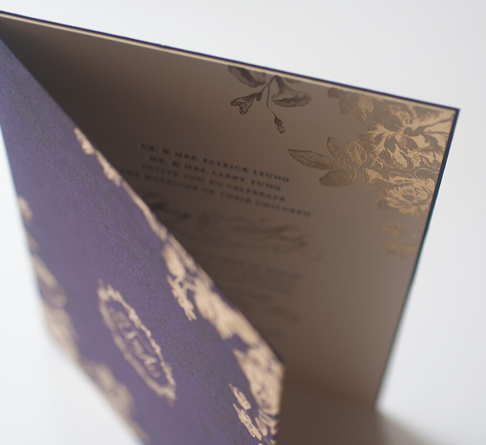 Purple and gold folder interior