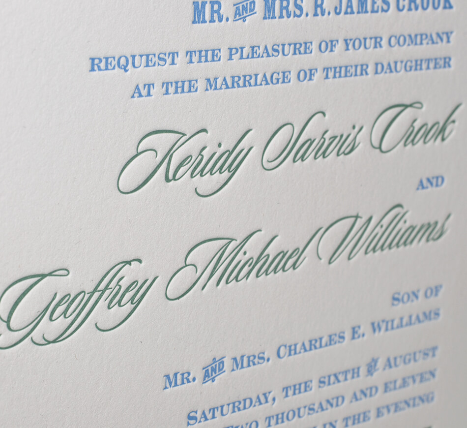 Letterpress invitation typography