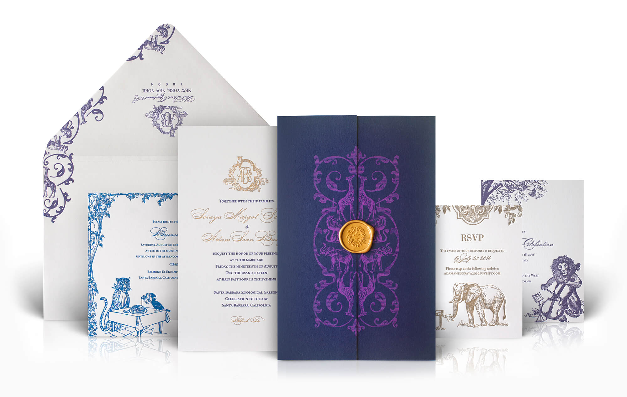 Santa Barbara Zoo wedding invitation