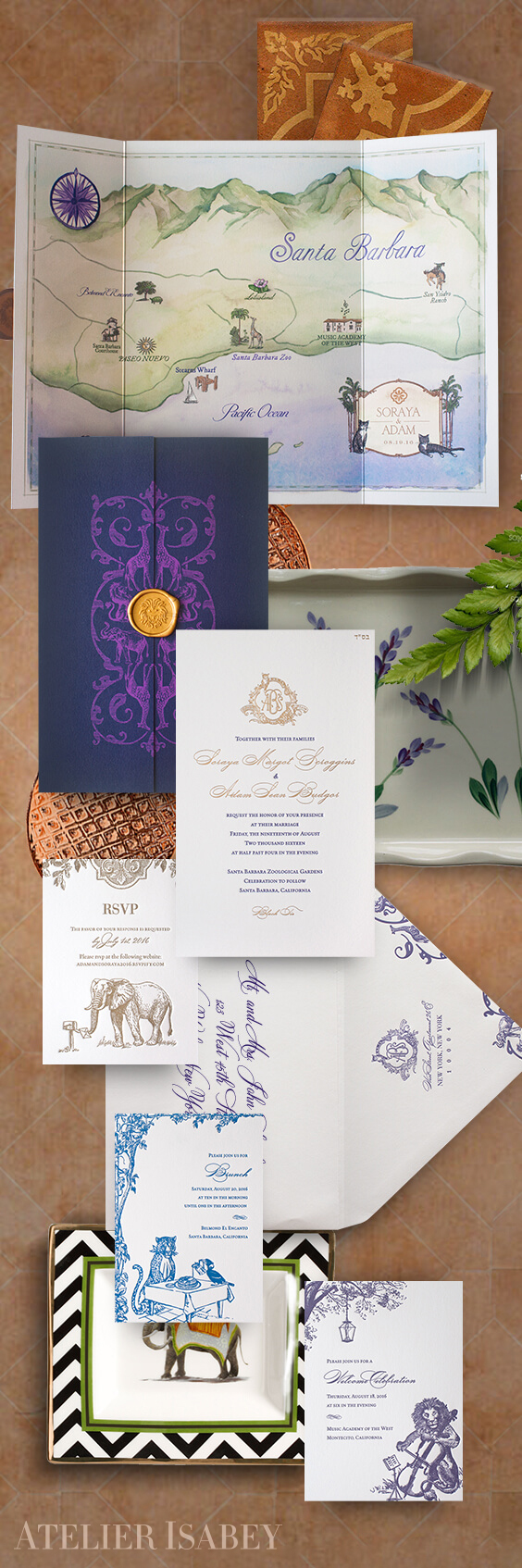 Santa Barbara destination wedding invitation