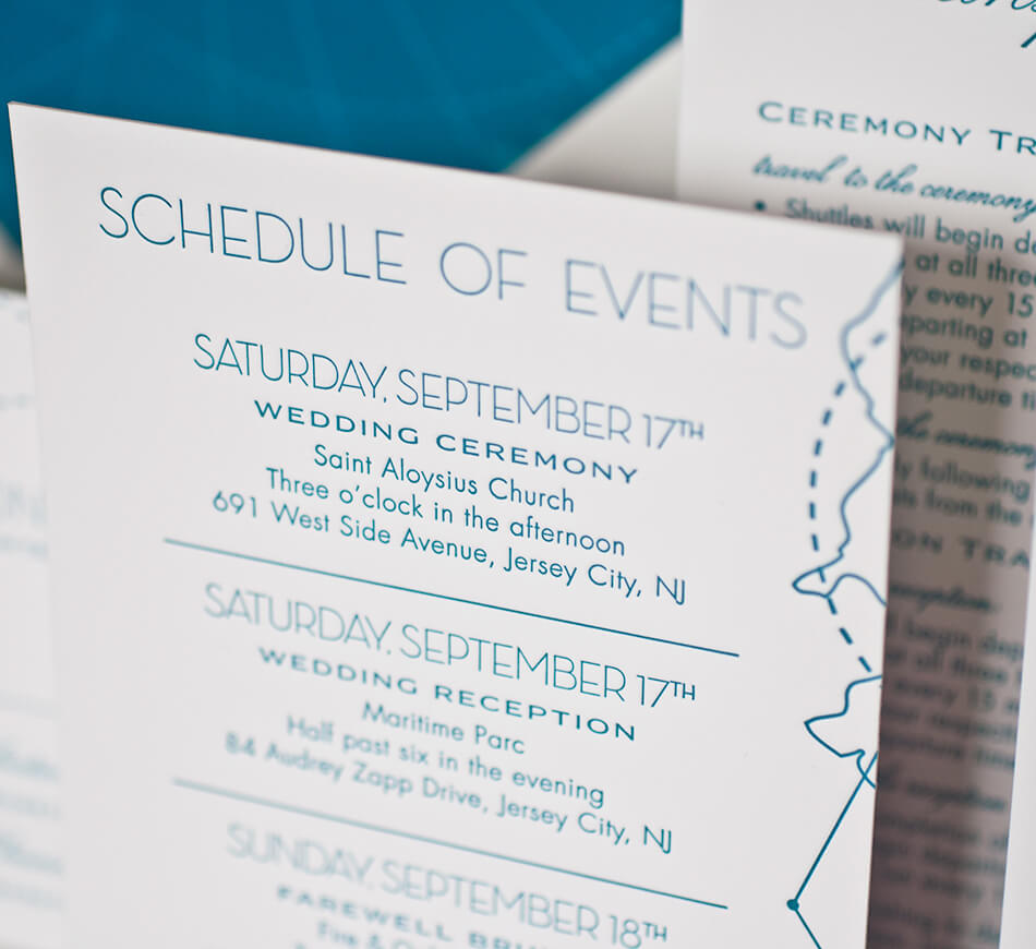 Schedule of events typography