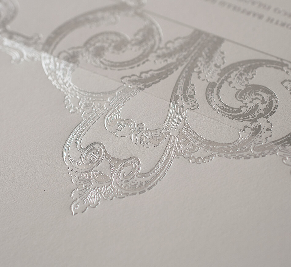 Silver foil scrollwork