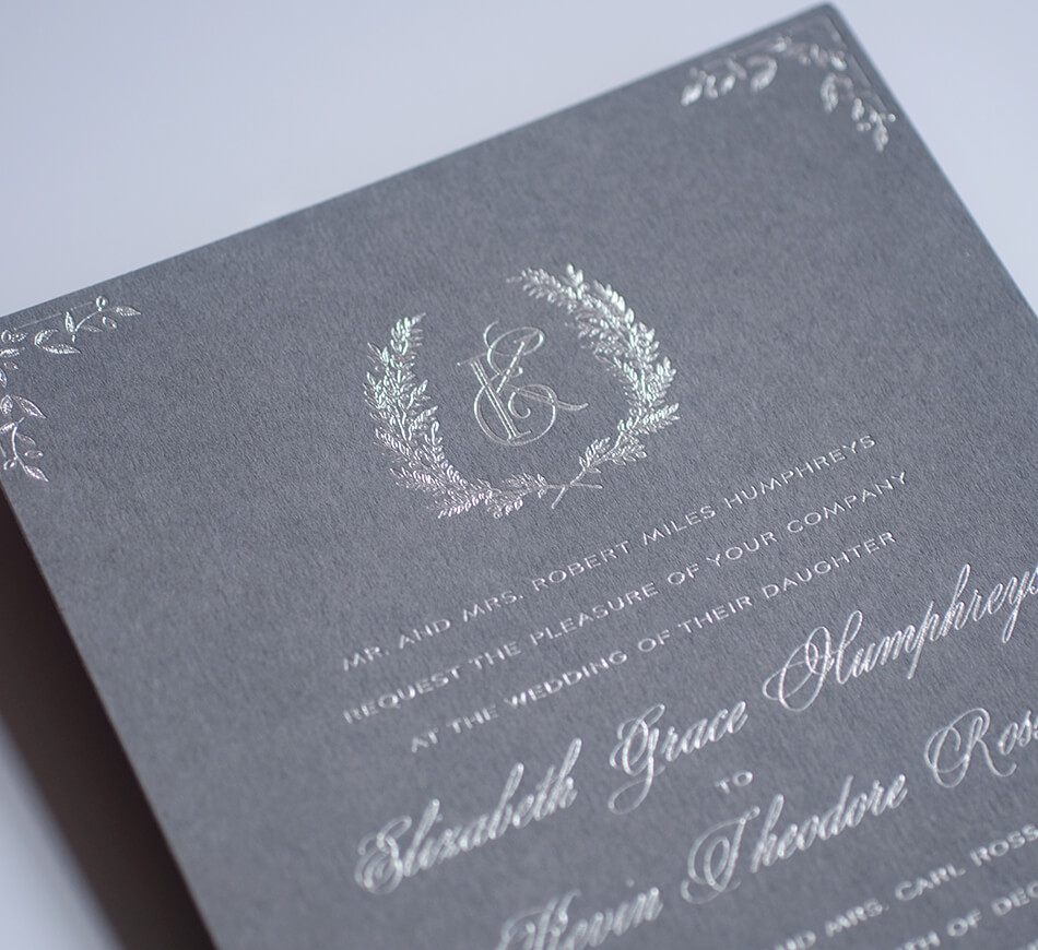 Silver monogram with wreath border