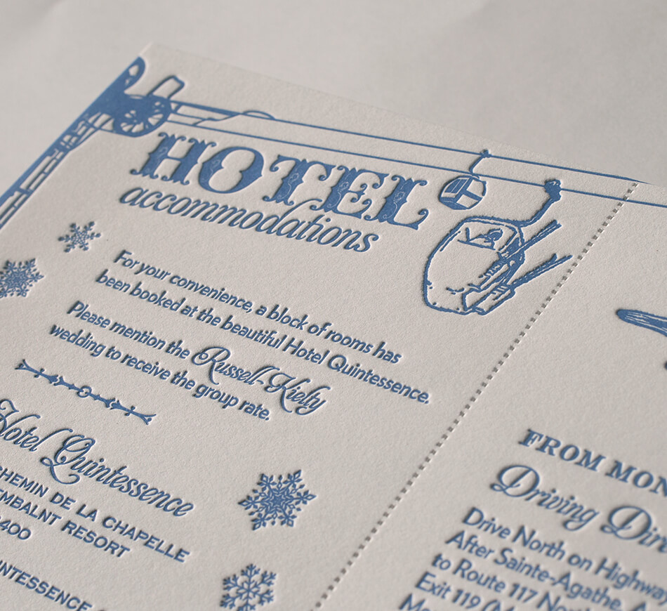 Ski lodge wedding enclosure card