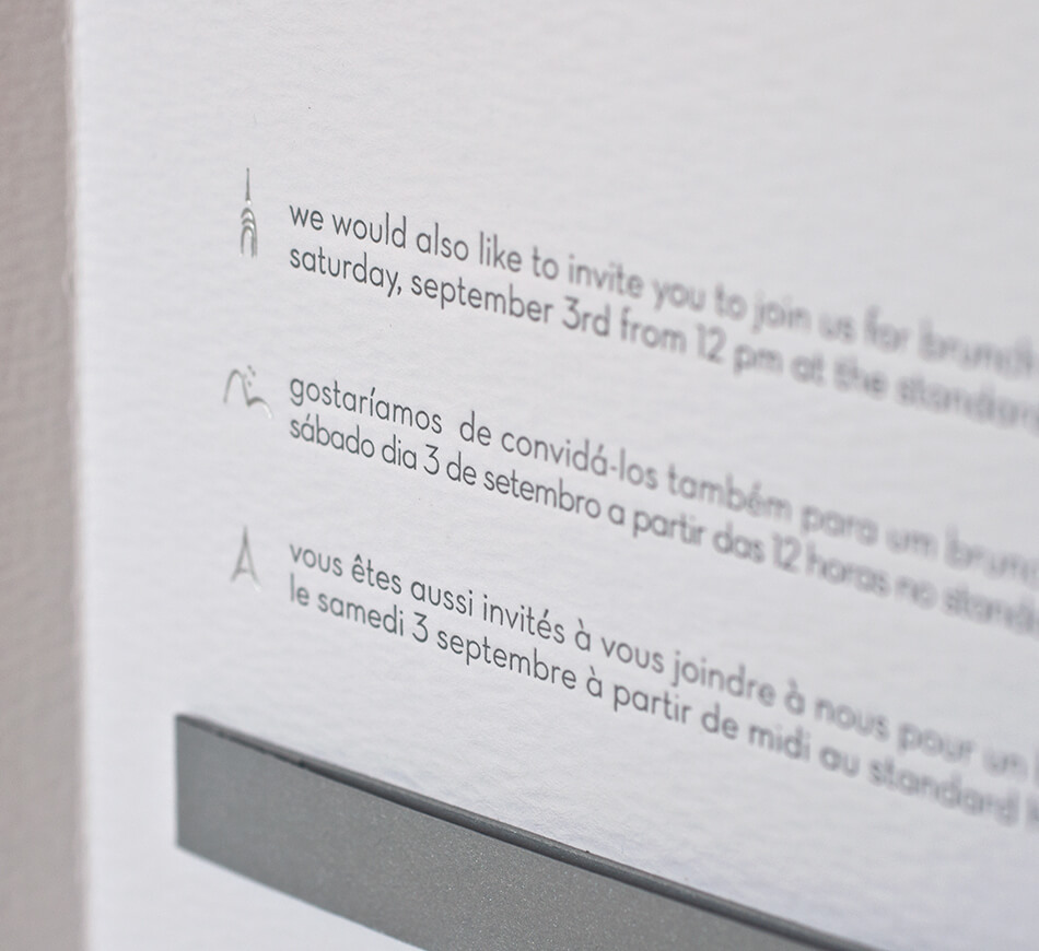 Wedding invitation trilingual translations