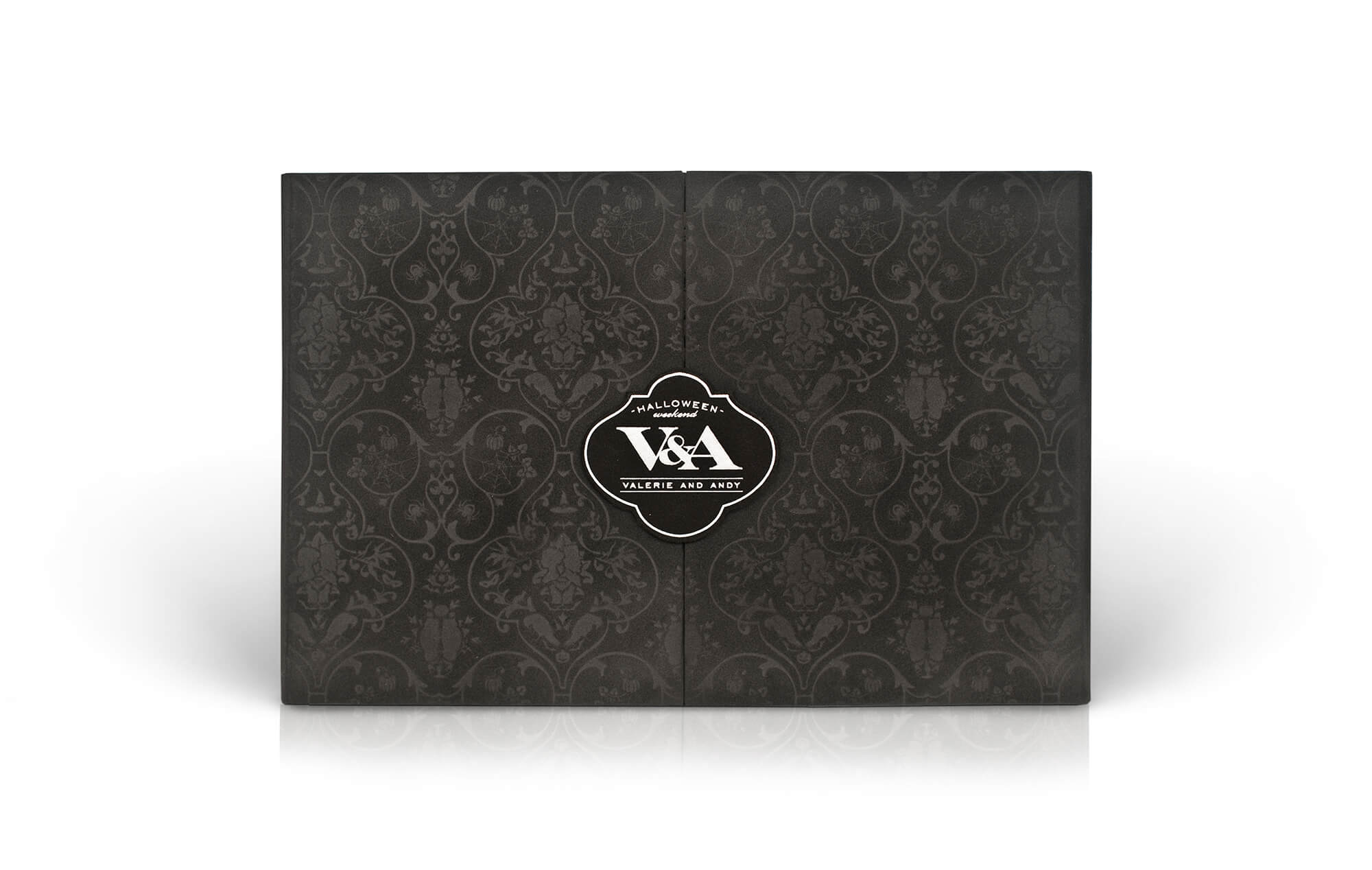 Charcoal velvet folder invitation