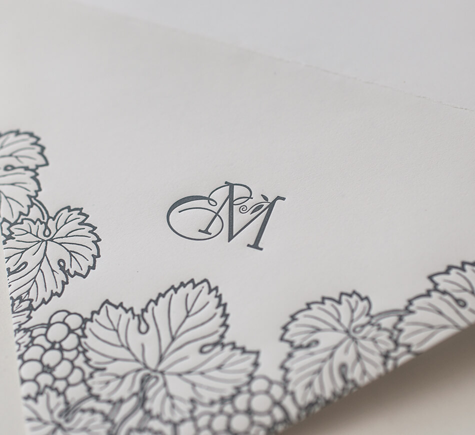 Grapevine and wine country inspired monogram