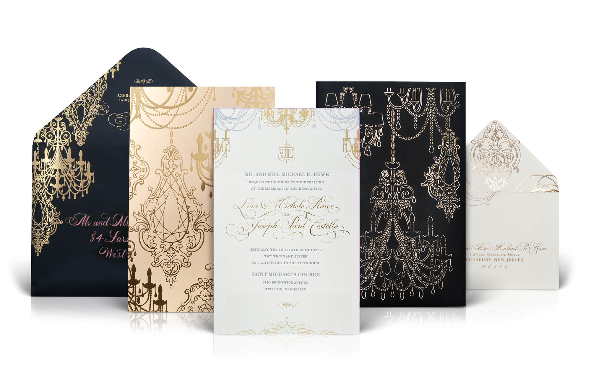 Chandelier laser cut wedding invitation