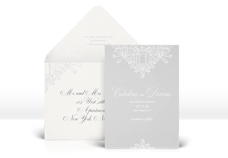 Diamond and jewel save the date