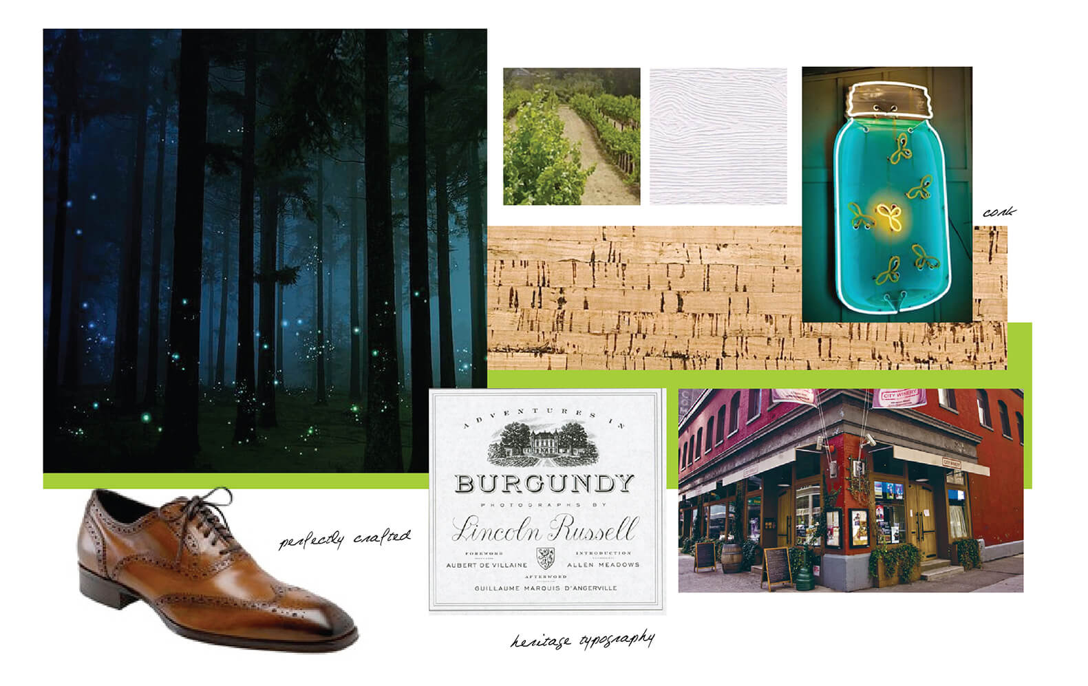 Firefly and forest inspiration board