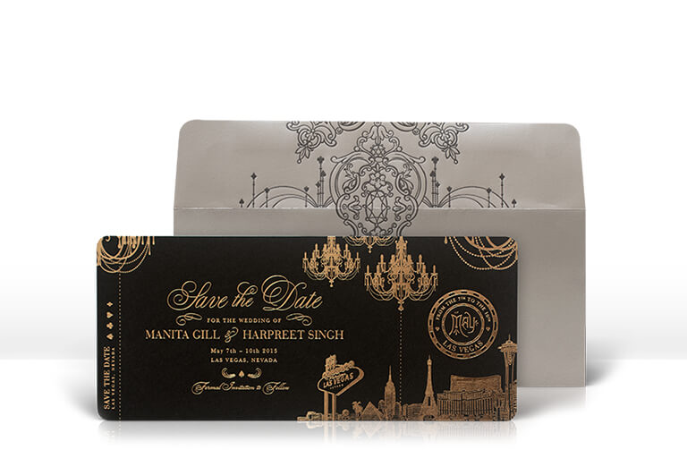 Las Vegas boarding pass save the date