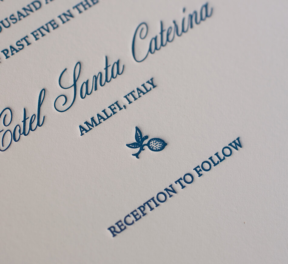 Amalfi coast lemon in letterpress