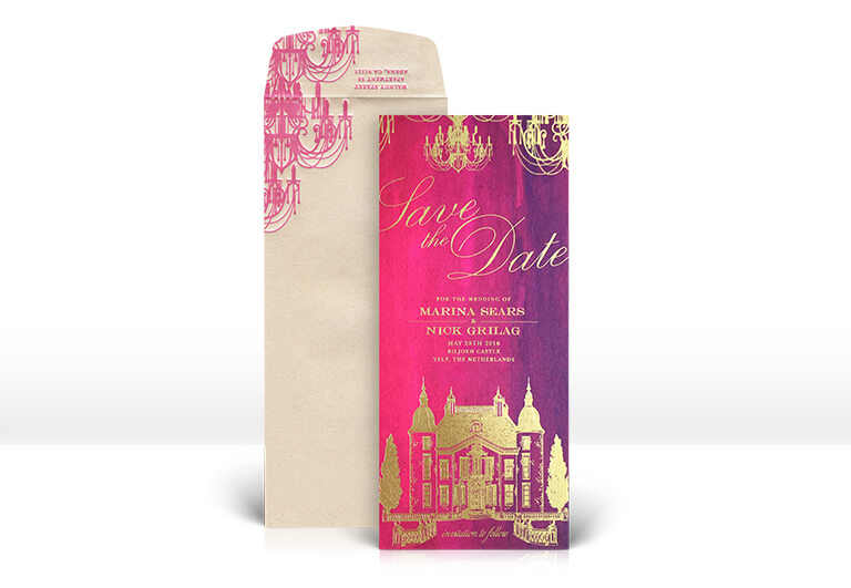 Ornate ombré watercolor save the date