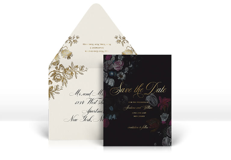 Moody floral save the date