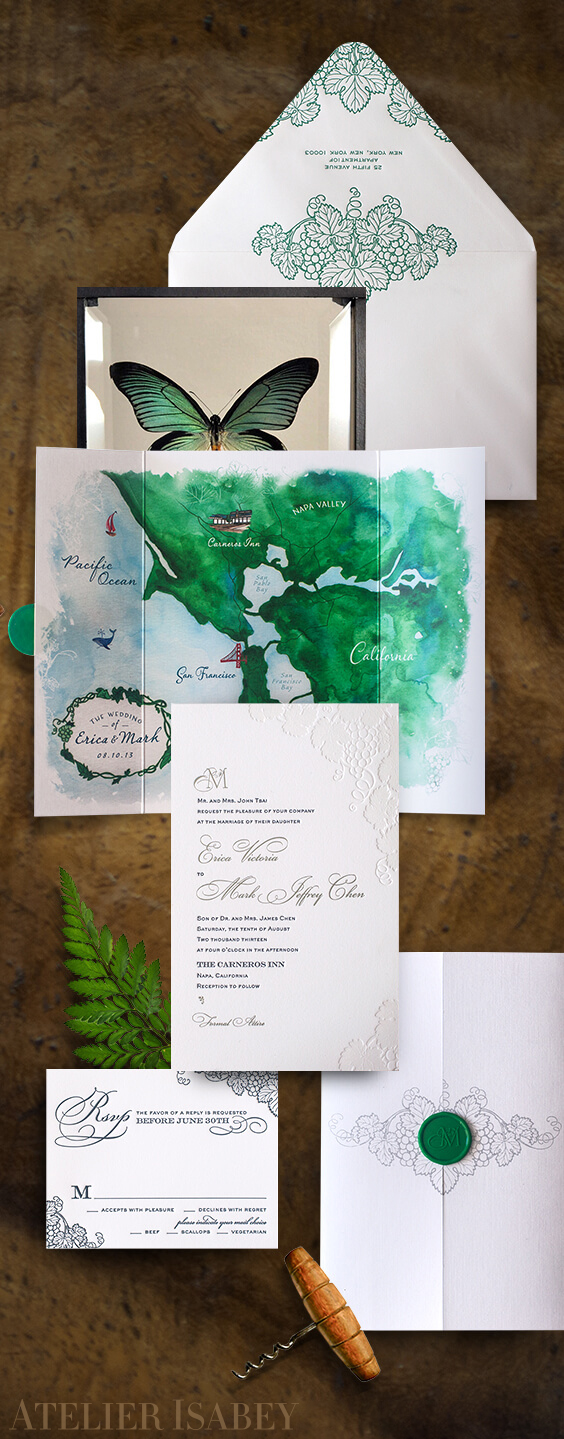 Napa Valley vineyard wedding invitation