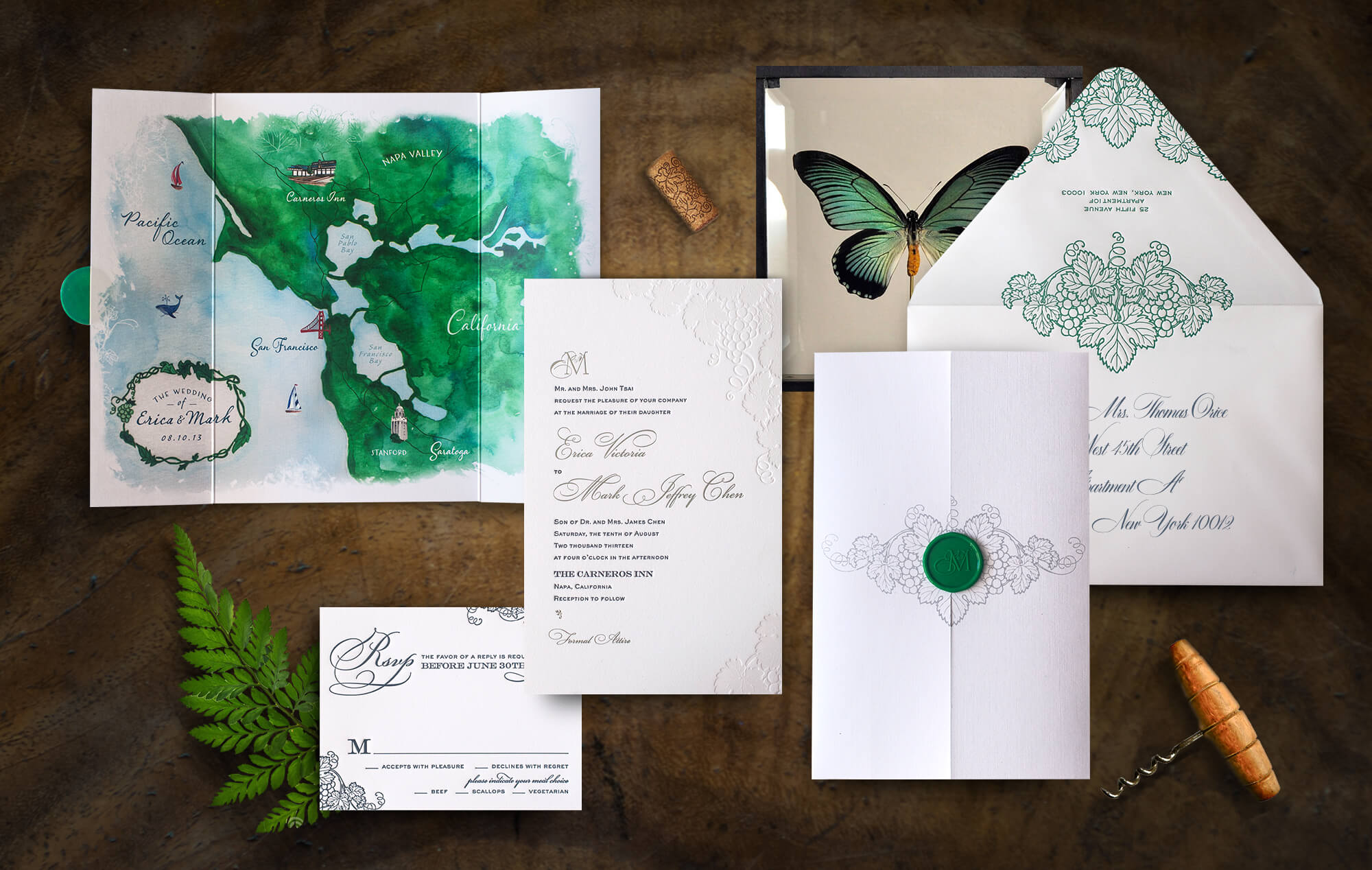 Napa Valley vineyard wedding invitation