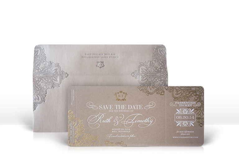 Bali boarding pass save the date