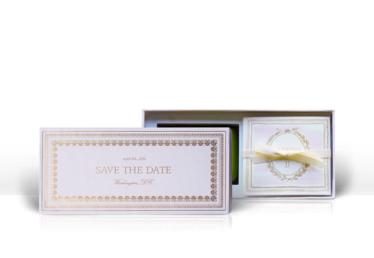 La Durée macaron box save the date