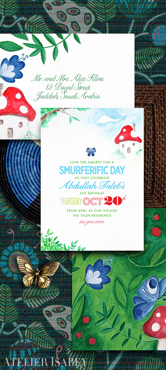 Smurfs inspired birthday party invitation | by Atelier Isabey
