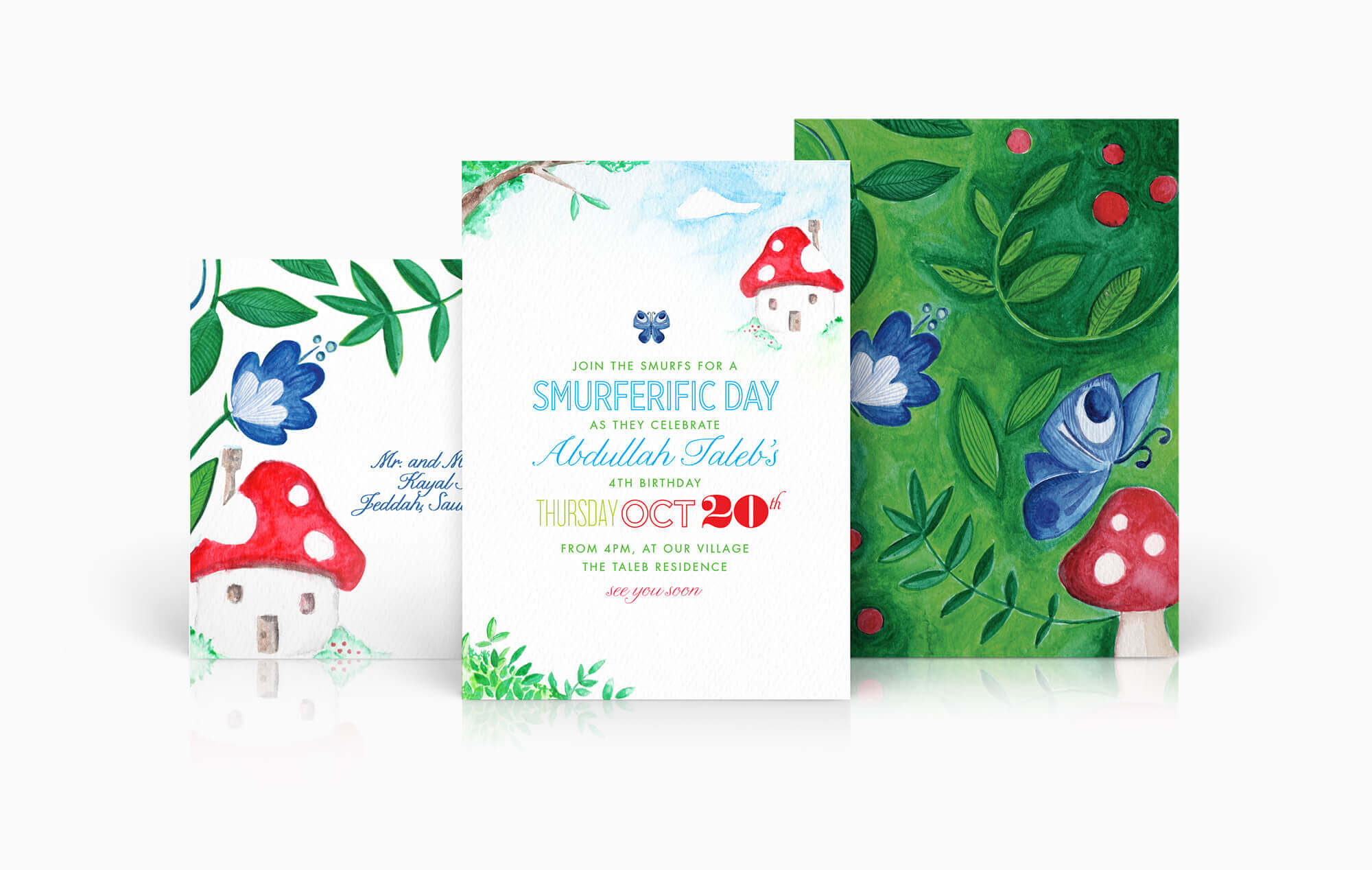 Whimsical Smurf Birthday Party Invitation
