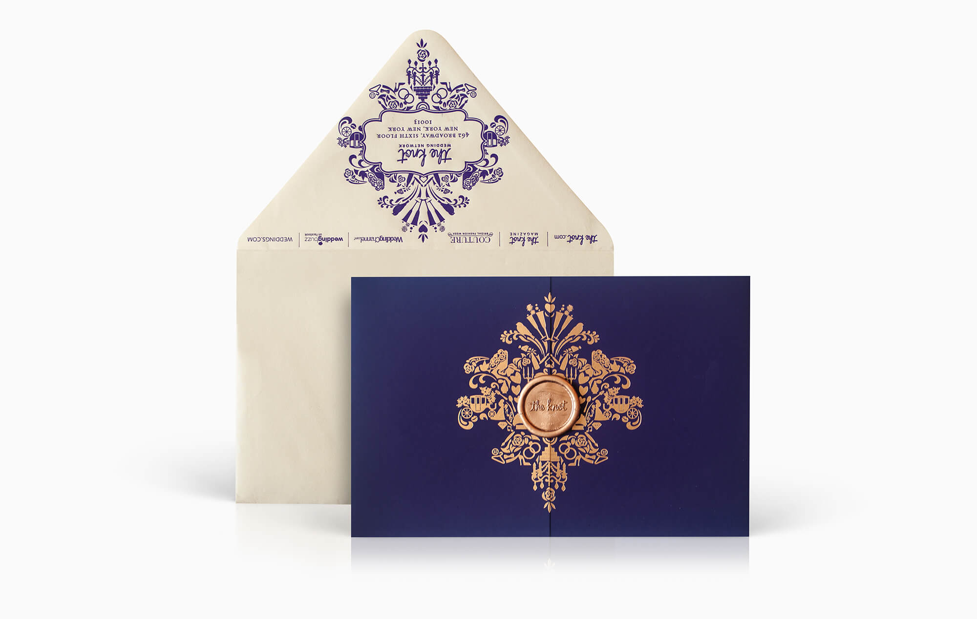 Purple and gold corporate event invitation