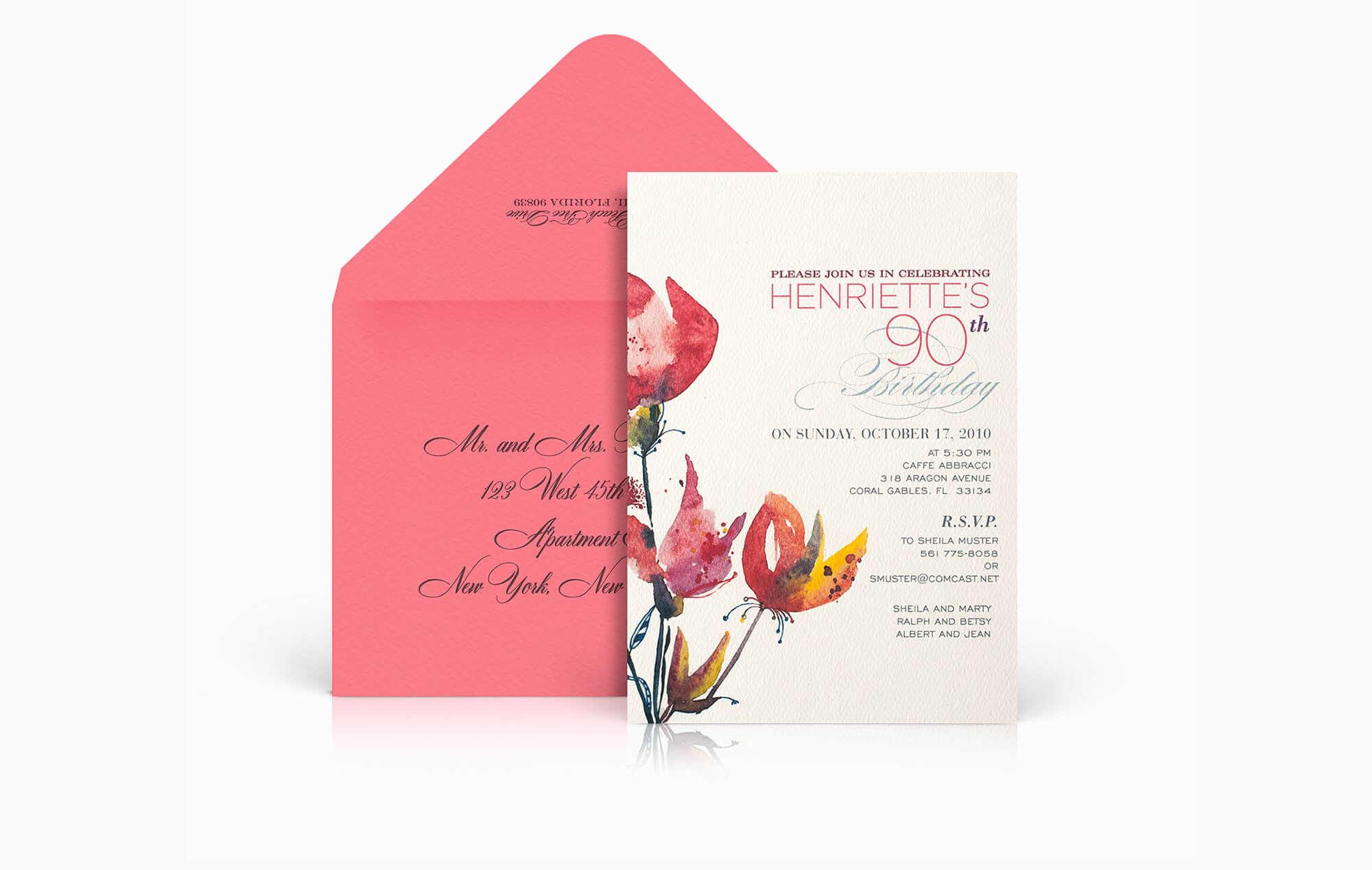 Modern watercolor birthday party invitation