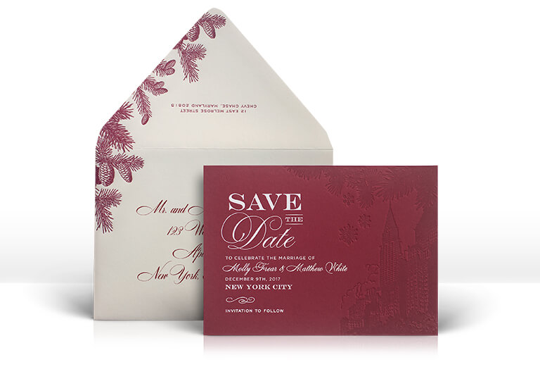 Winter wonderland wedding save the date