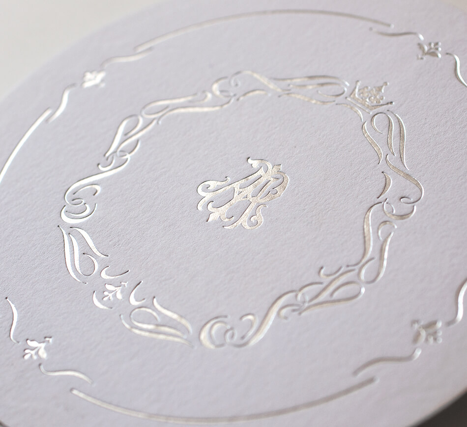 Silver foil baby christening invitation