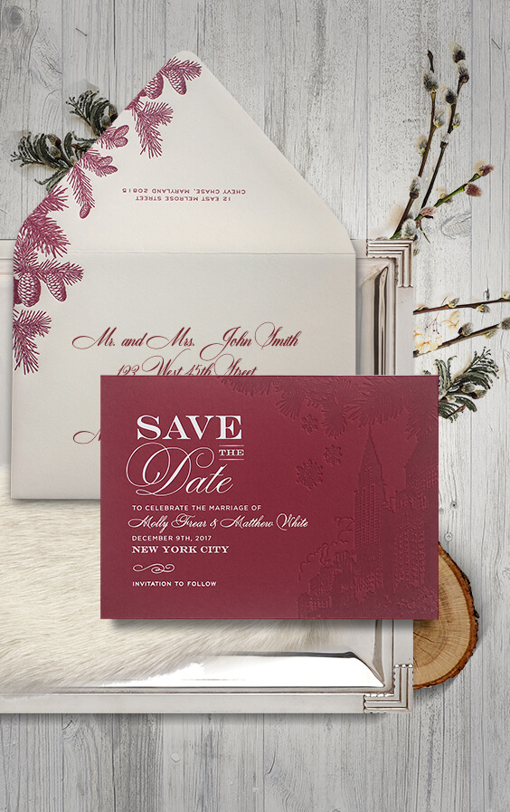 New York City winter wonderland save the date | By Atelier Isabey