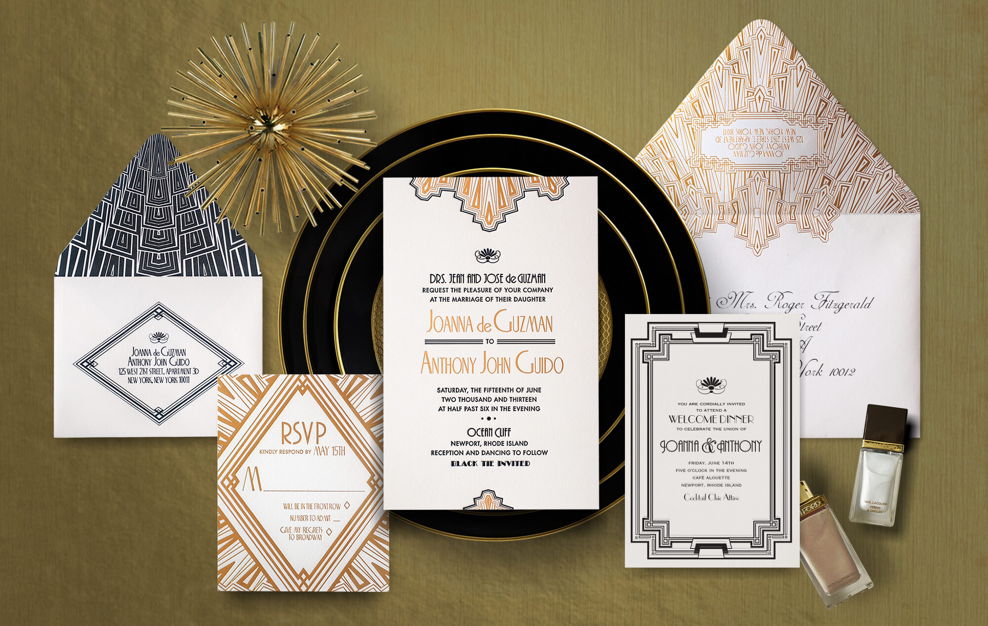 1920s Art Deco wedding invitation