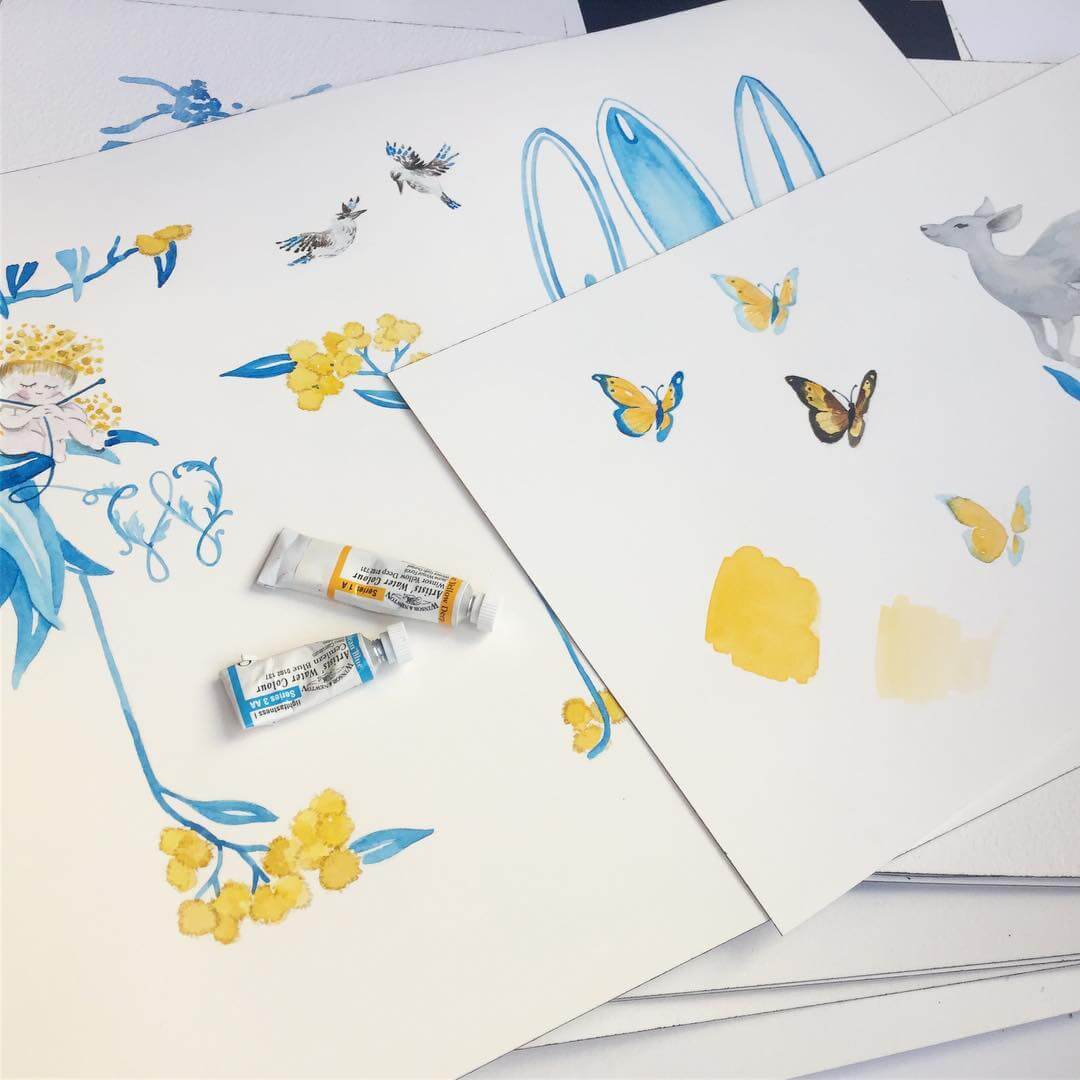 Butterfly and Australian inspired watercolor illustrations