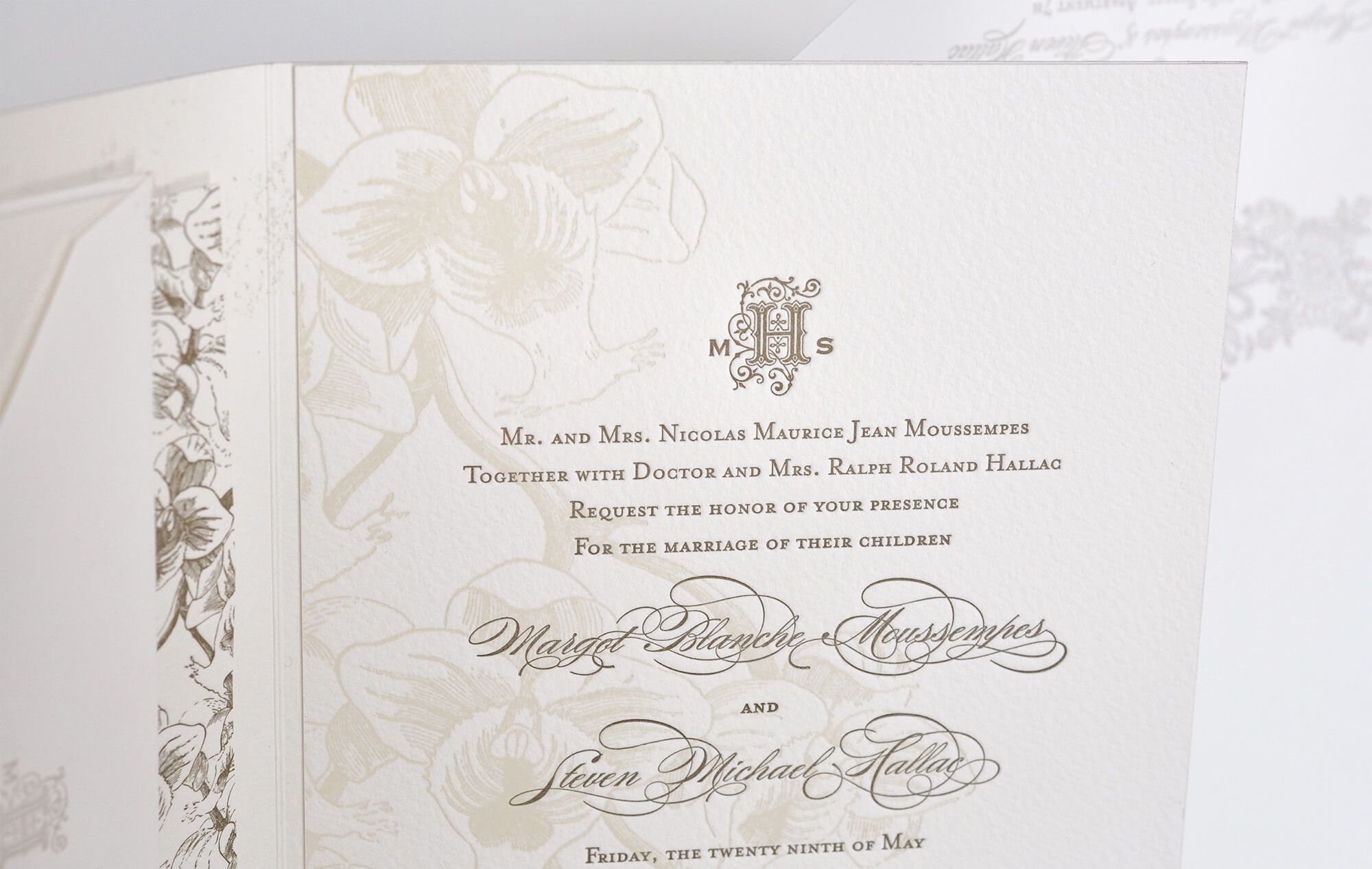 Botanical invitation detail