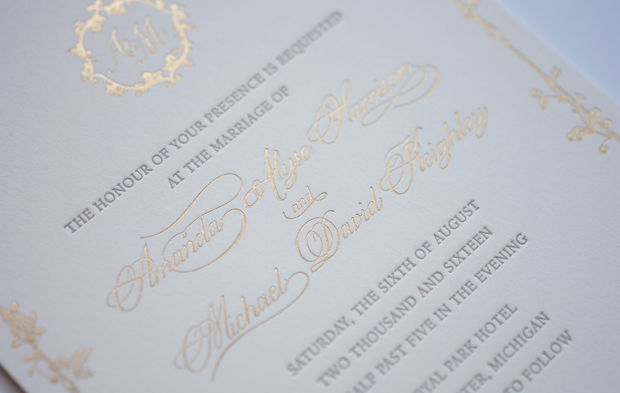 Champagne gold foil lettering