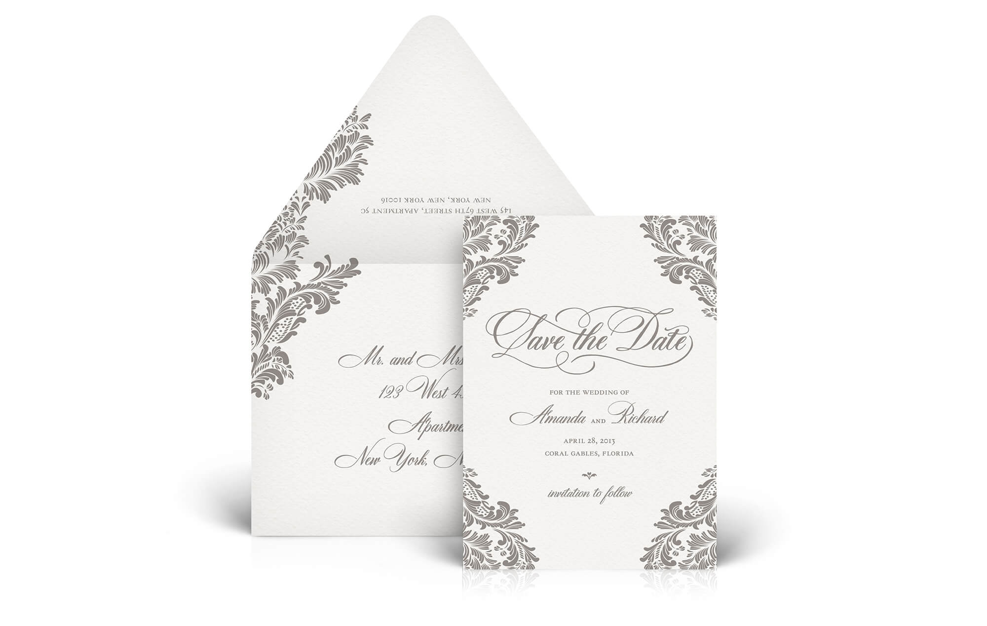 Classic ornate letterpress save the date