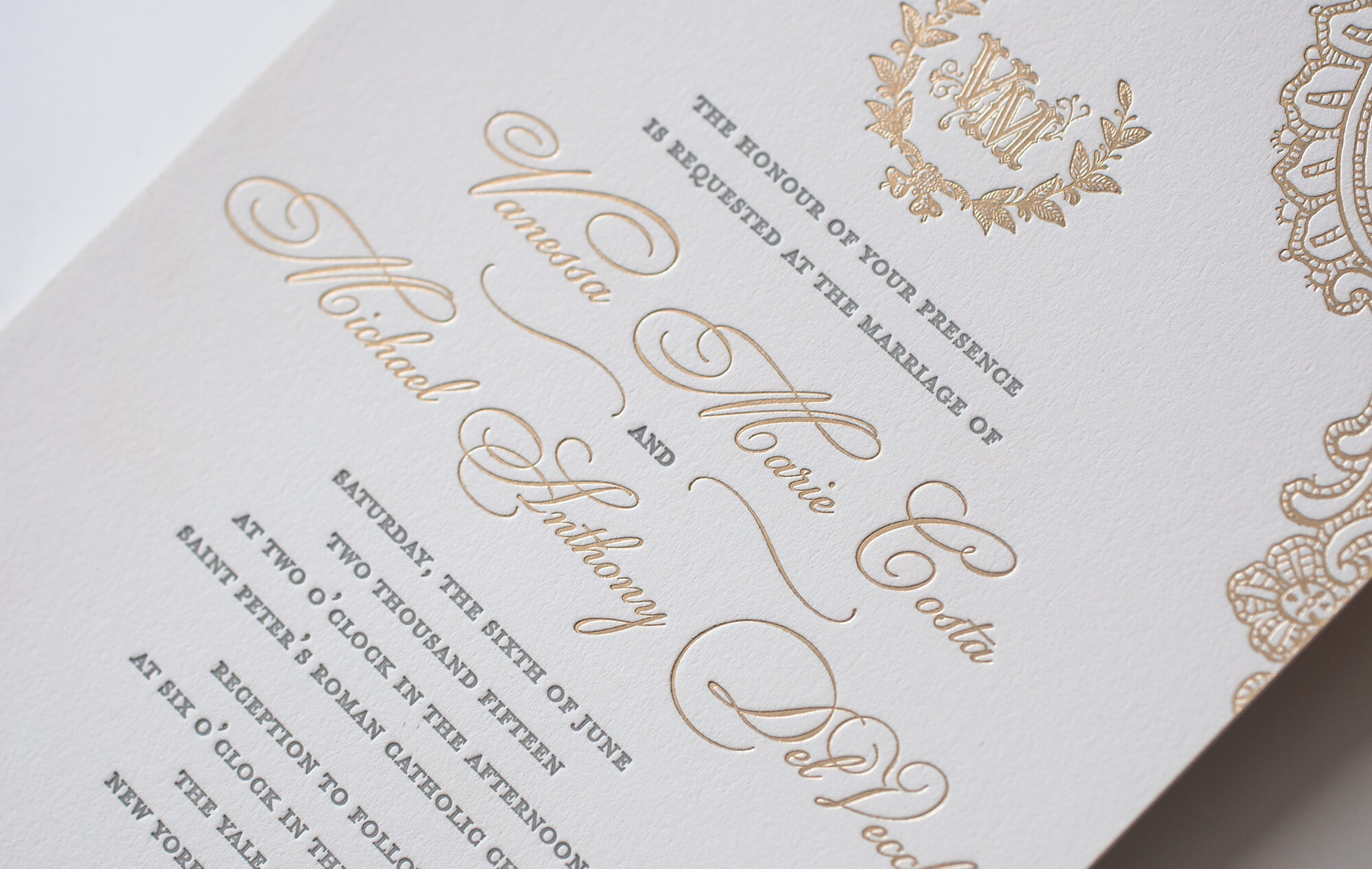 Gold foil calligraphy script