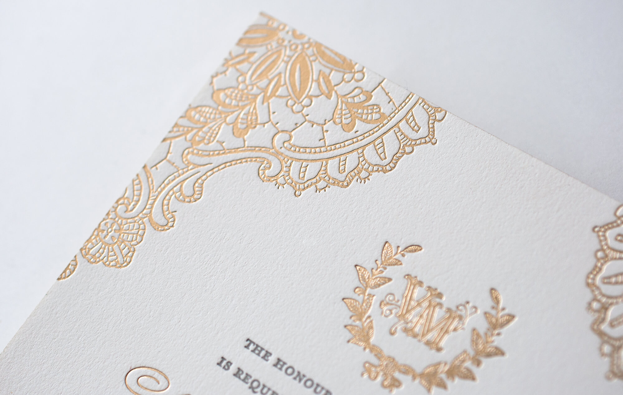 Gold foil lace corner