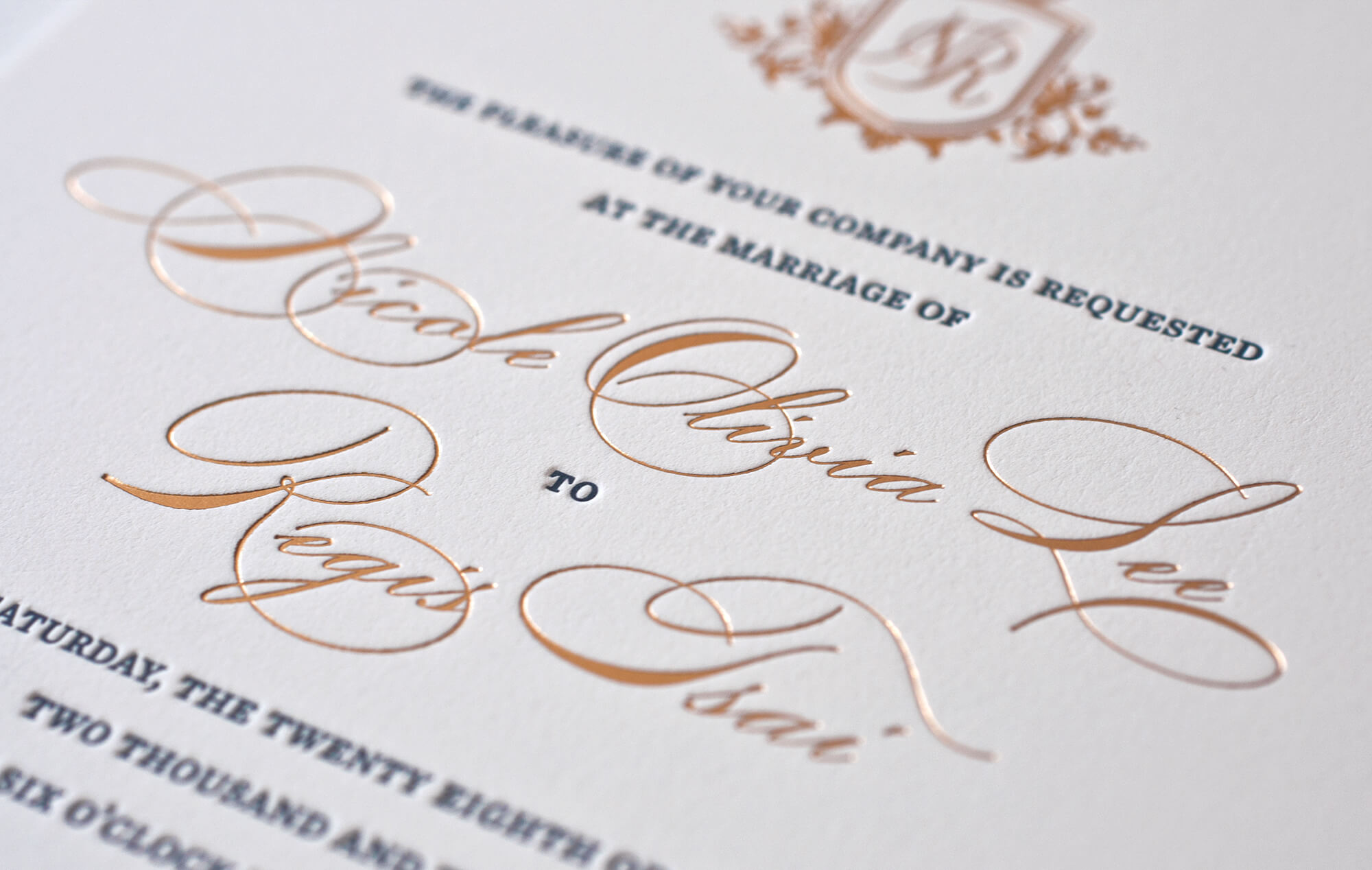 Gold foil calligraphy lettering